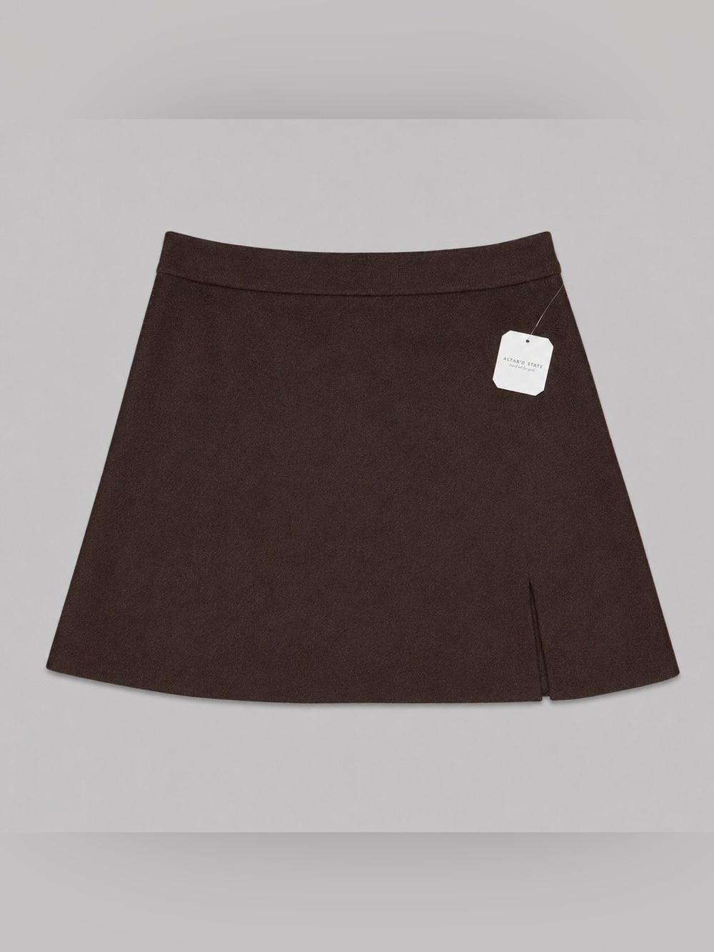 NWT Altar’d State Espresso Brown Mini Skirt XXL | Fall Academia A-Line Skirt - Picture 2 of 7